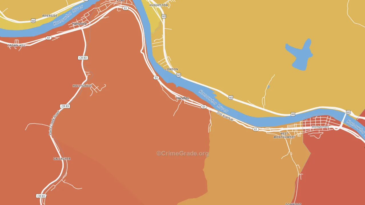 Handley, WV Map of Assault Rates