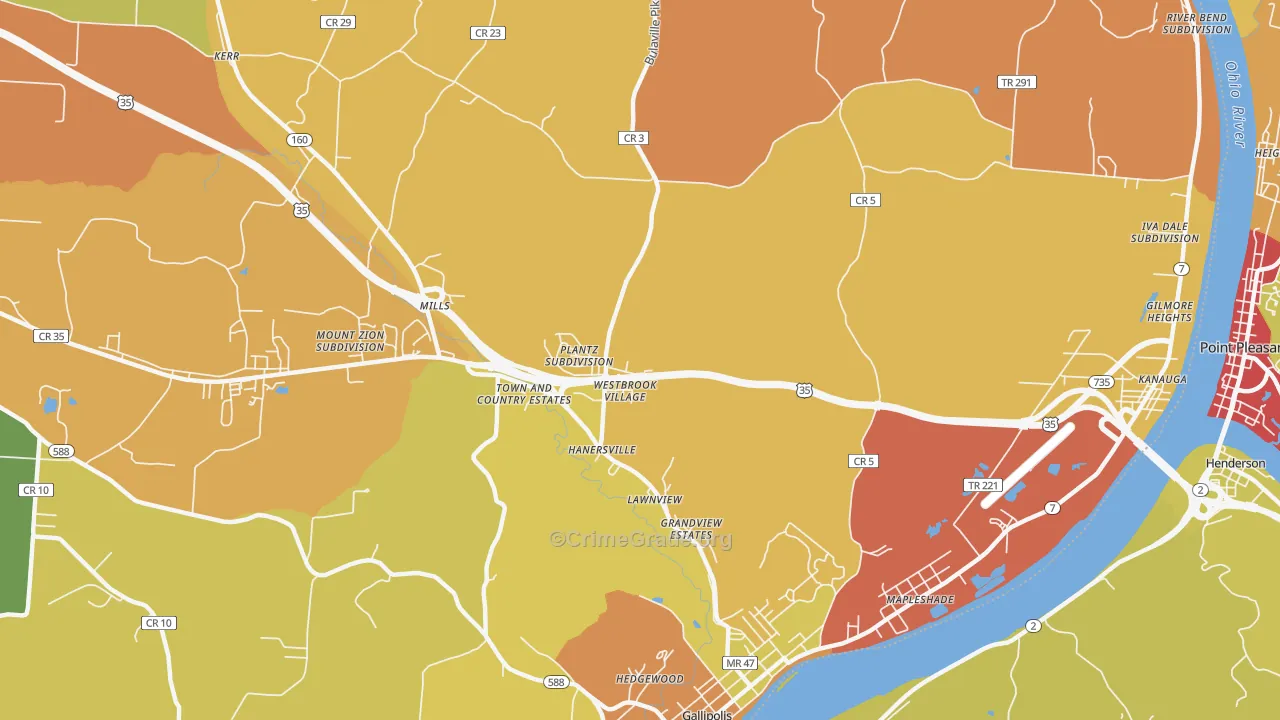 Hanersville, OH Map of Assault Rates