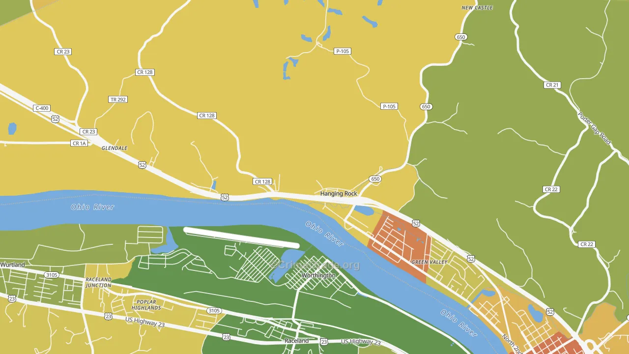 Hanging Rock, OH Map of Assault Rates