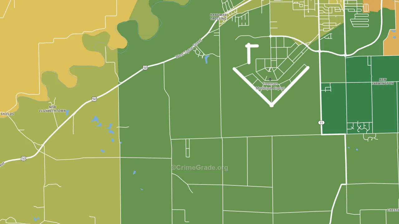 Hangman Crossing, IN Map of Assault Rates