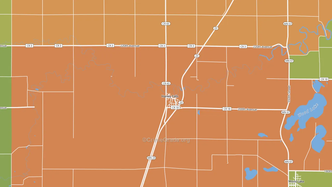 Hanley Falls, MN Map of Assault Rates
