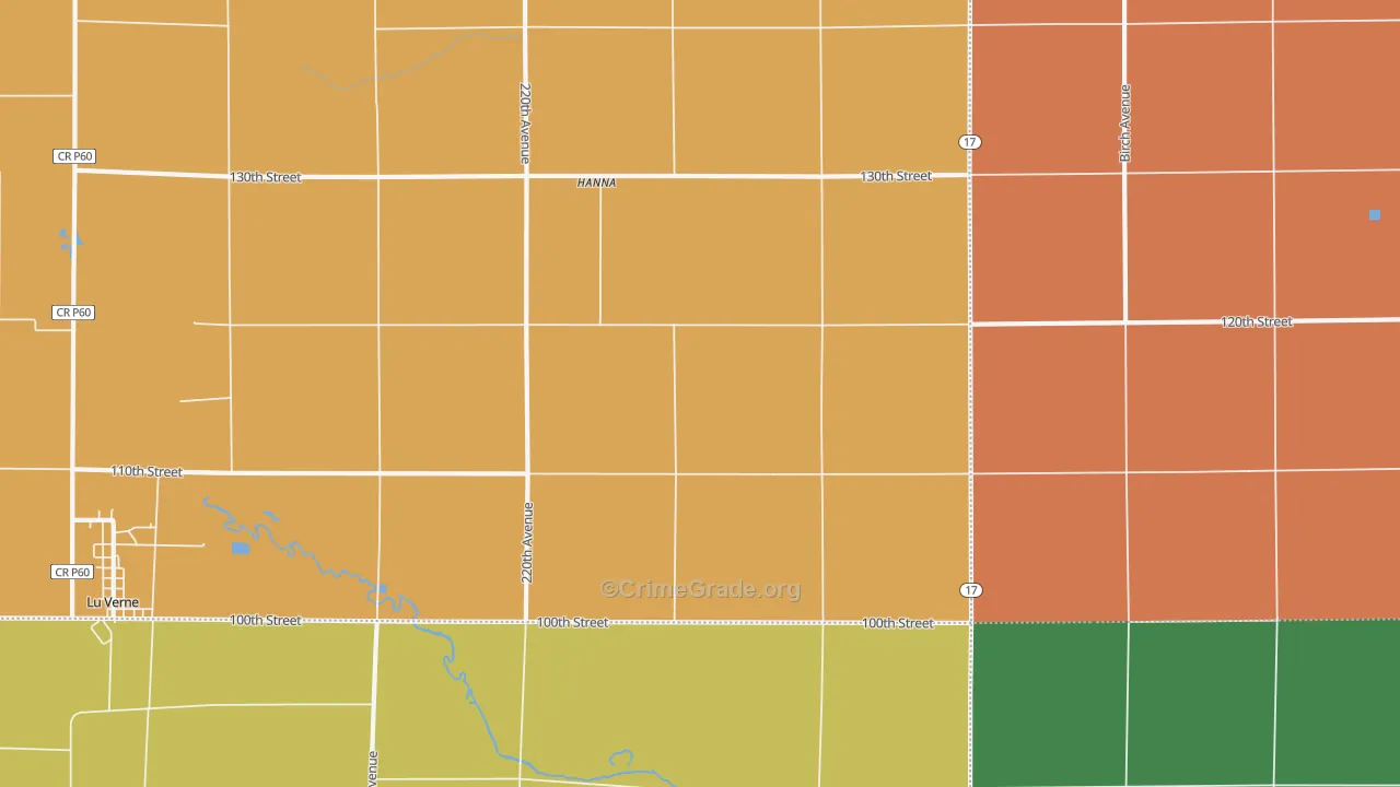 Hanna, IA Map of Assault Rates