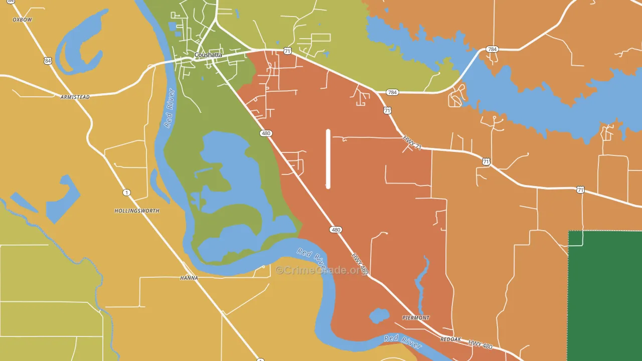 Hanna, LA Map of Assault Rates