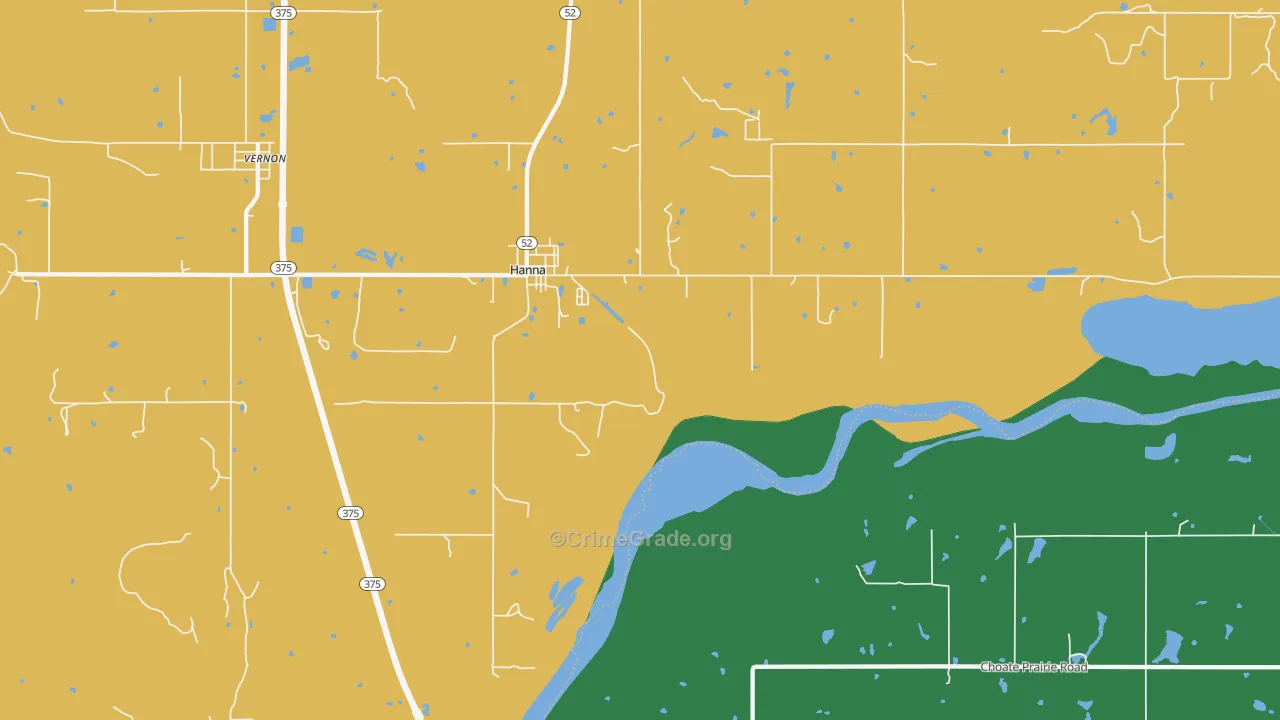 Hanna, OK Map of Assault Rates