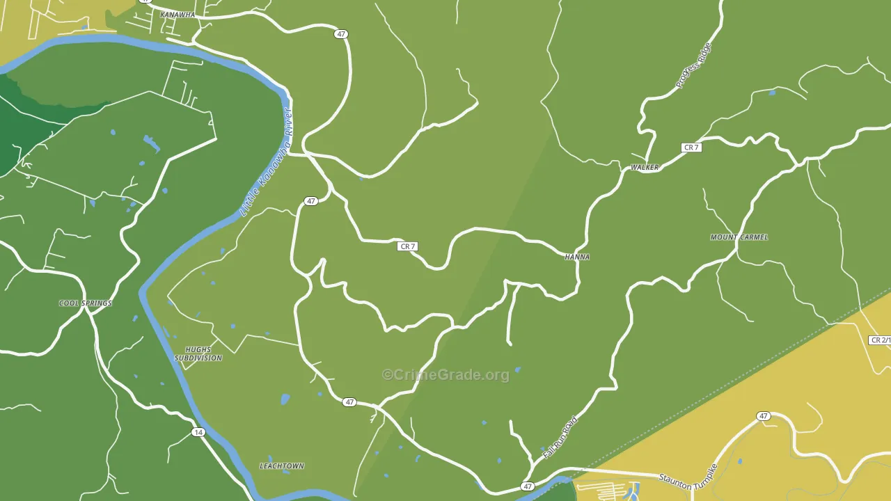 Hanna, WV Map of Assault Rates