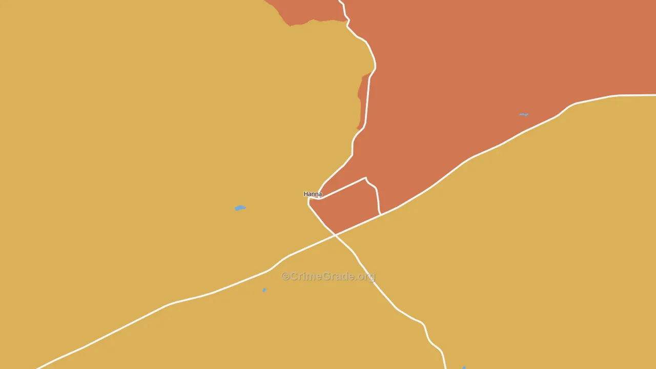 Hanna, WY Map of Assault Rates