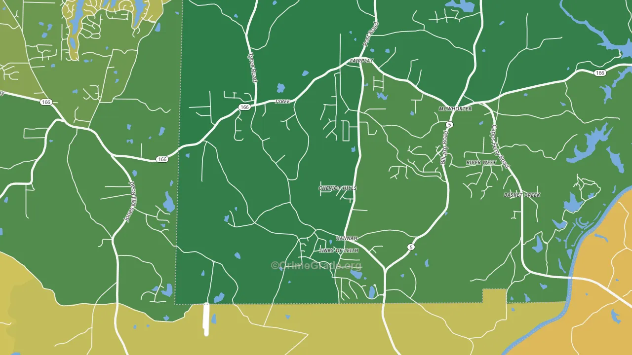 Hannah, GA Map of Assault Rates