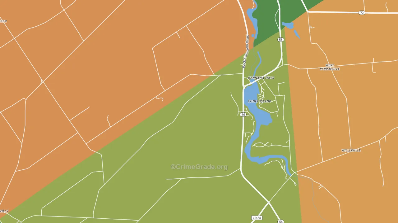Hannawa Falls, NY Map of Assault Rates