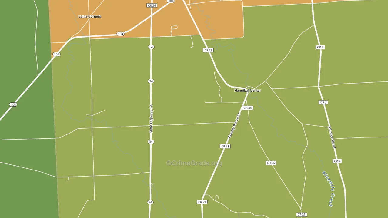 Hannibal Center, NY Map of Assault Rates