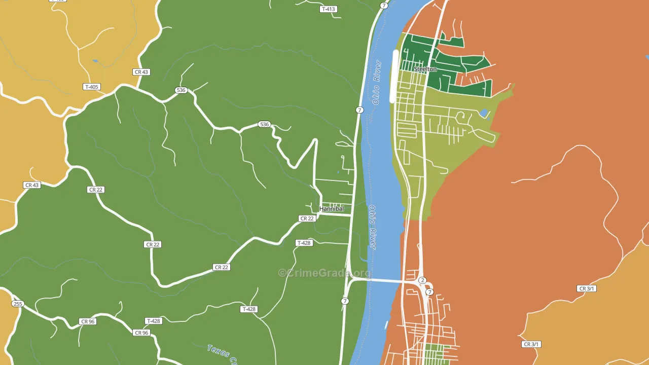 Hannibal, OH Map of Assault Rates