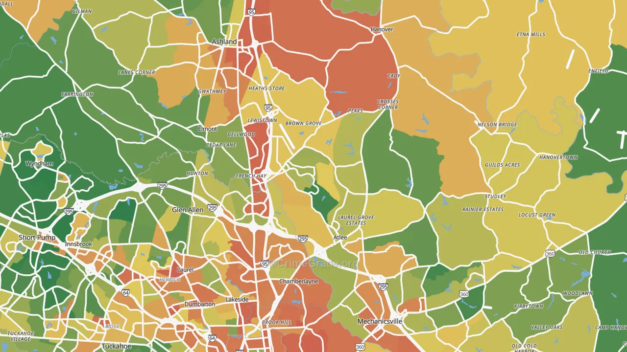 Hanover County, VA Map of Assault Rates