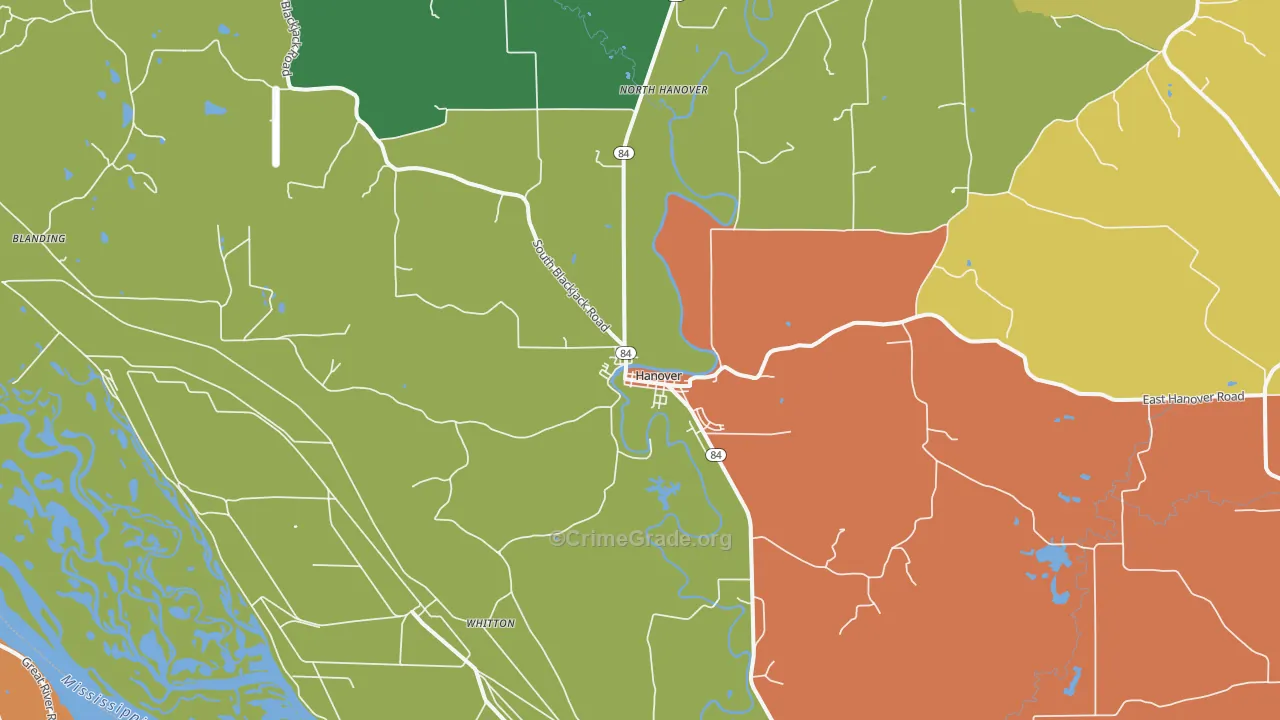 Hanover, IL Map of Assault Rates
