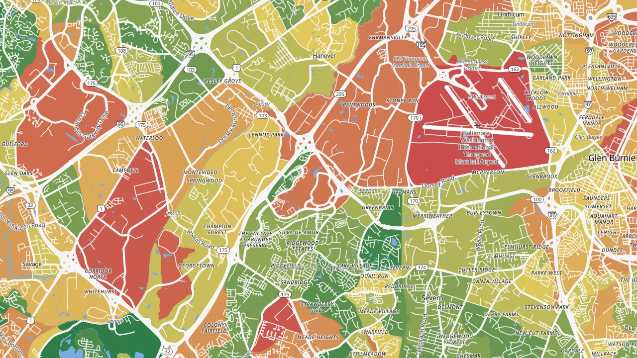 Hanover, MD Map of Assault Rates