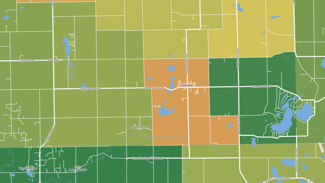 Hanover, MI Map of Assault Rates