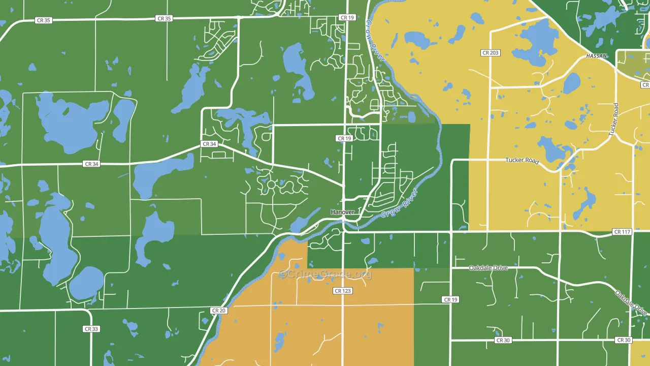 Hanover, MN Map of Assault Rates