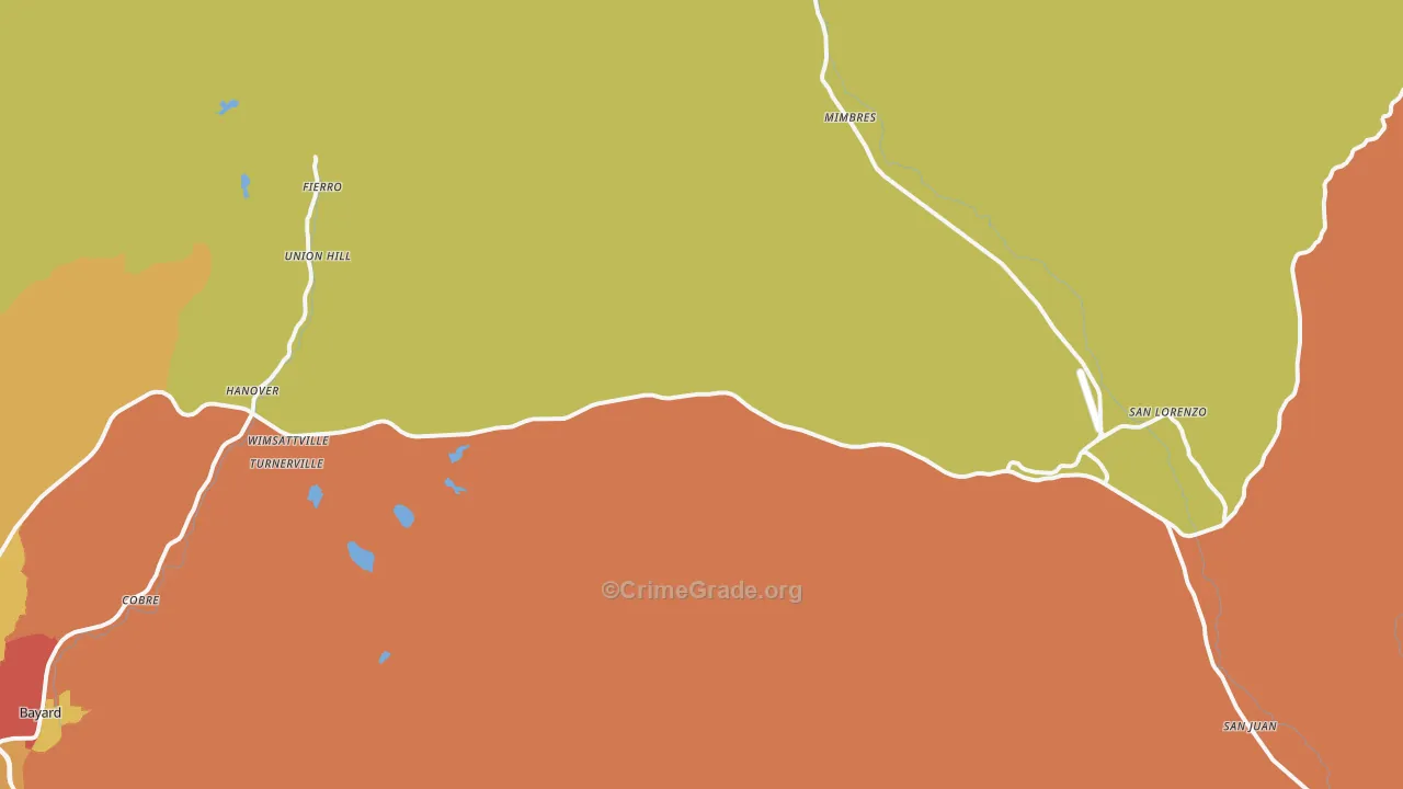 Hanover, NM Map of Assault Rates