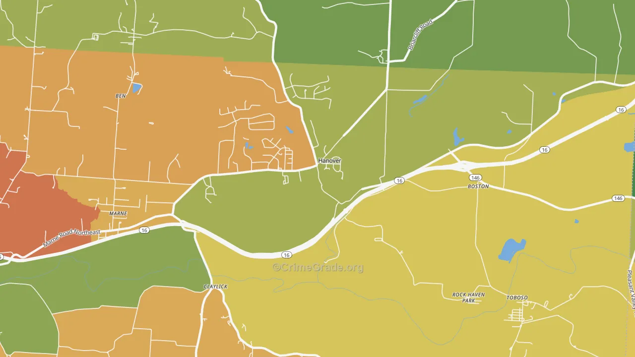 Hanover, OH Map of Assault Rates