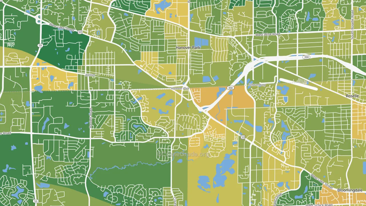 Hanover Park, IL Map of Assault Rates