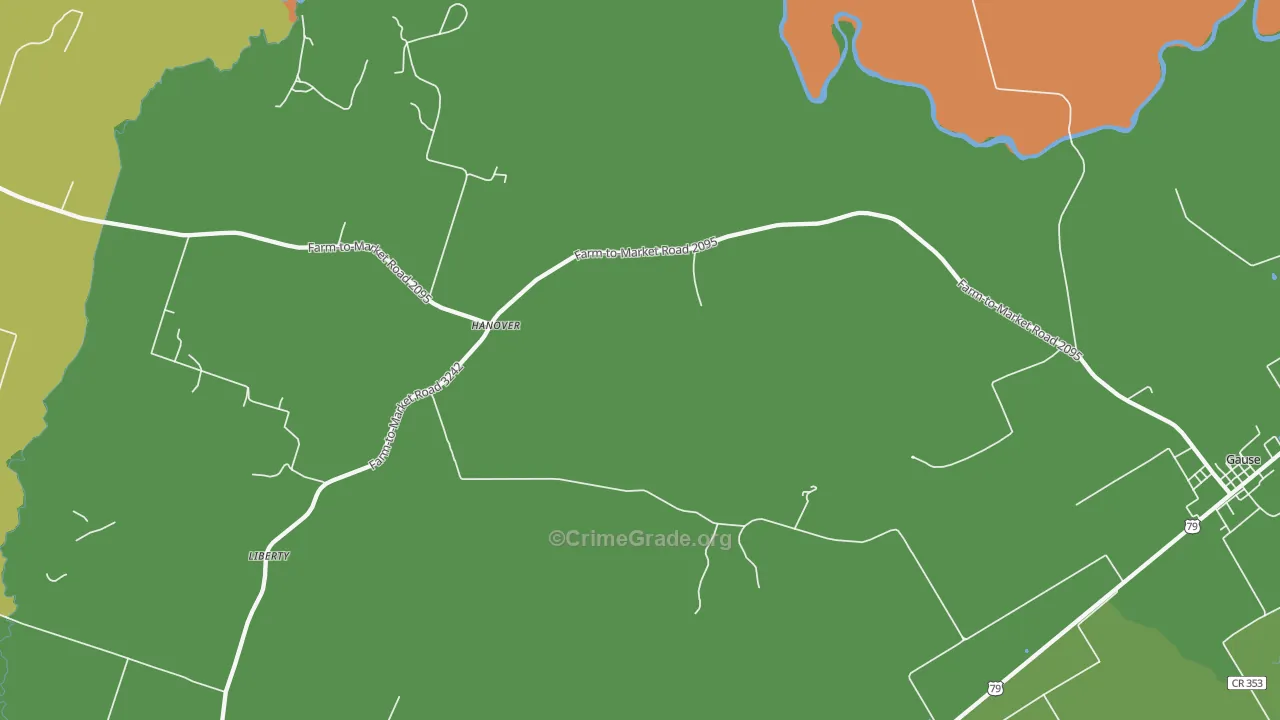 Hanover, TX Map of Assault Rates