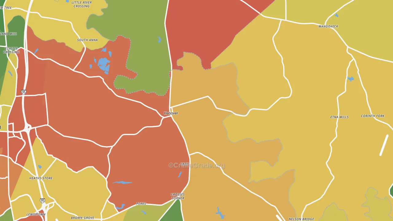 Hanover, VA Map of Assault Rates