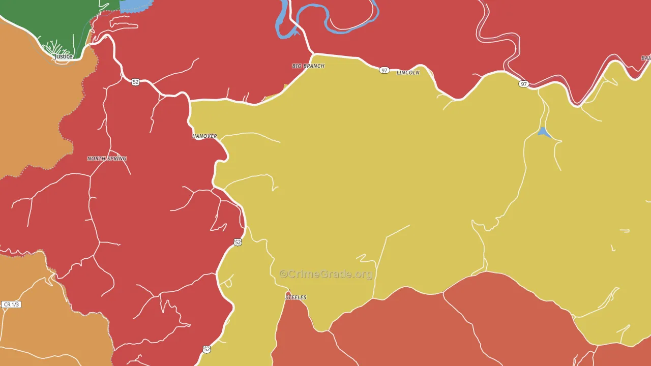 Hanover, WV Map of Assault Rates