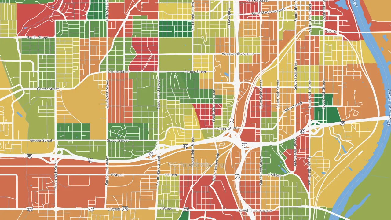 Hanscom Park, Omaha, NE Map of Assault Rates