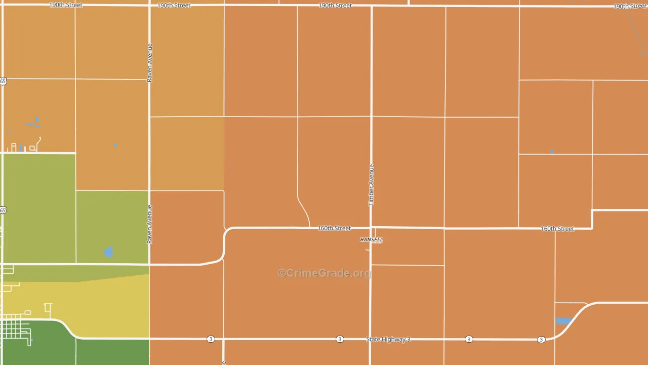 Hansell, IA Map of Assault Rates