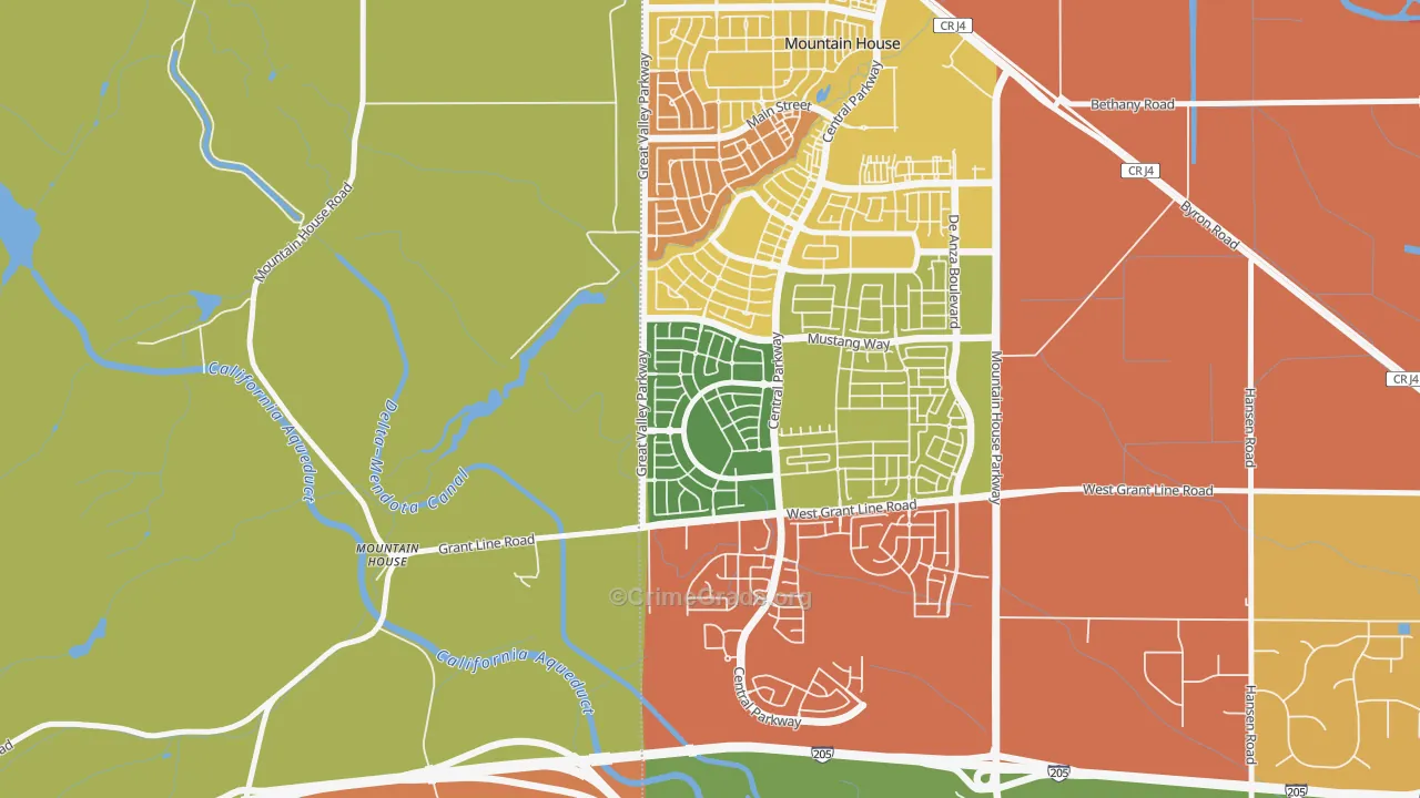 Hansen, Mountain House, CA Map of Assault Rates
