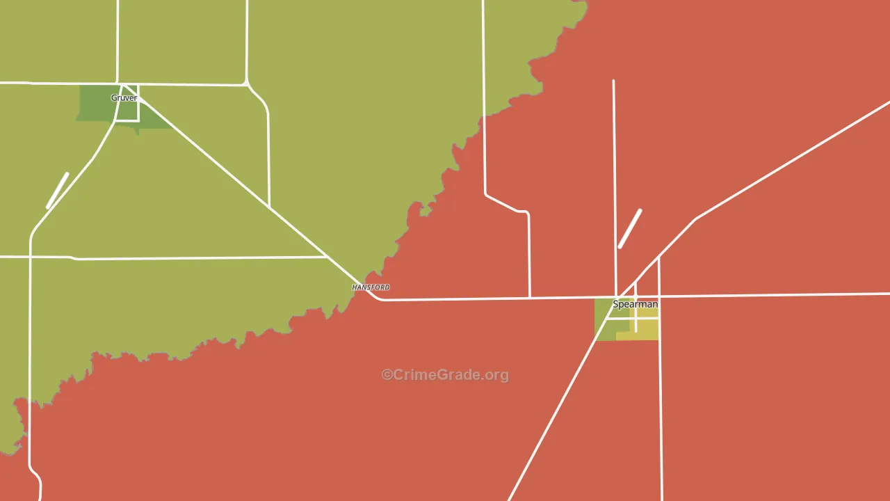 Hansford County, TX Map of Assault Rates