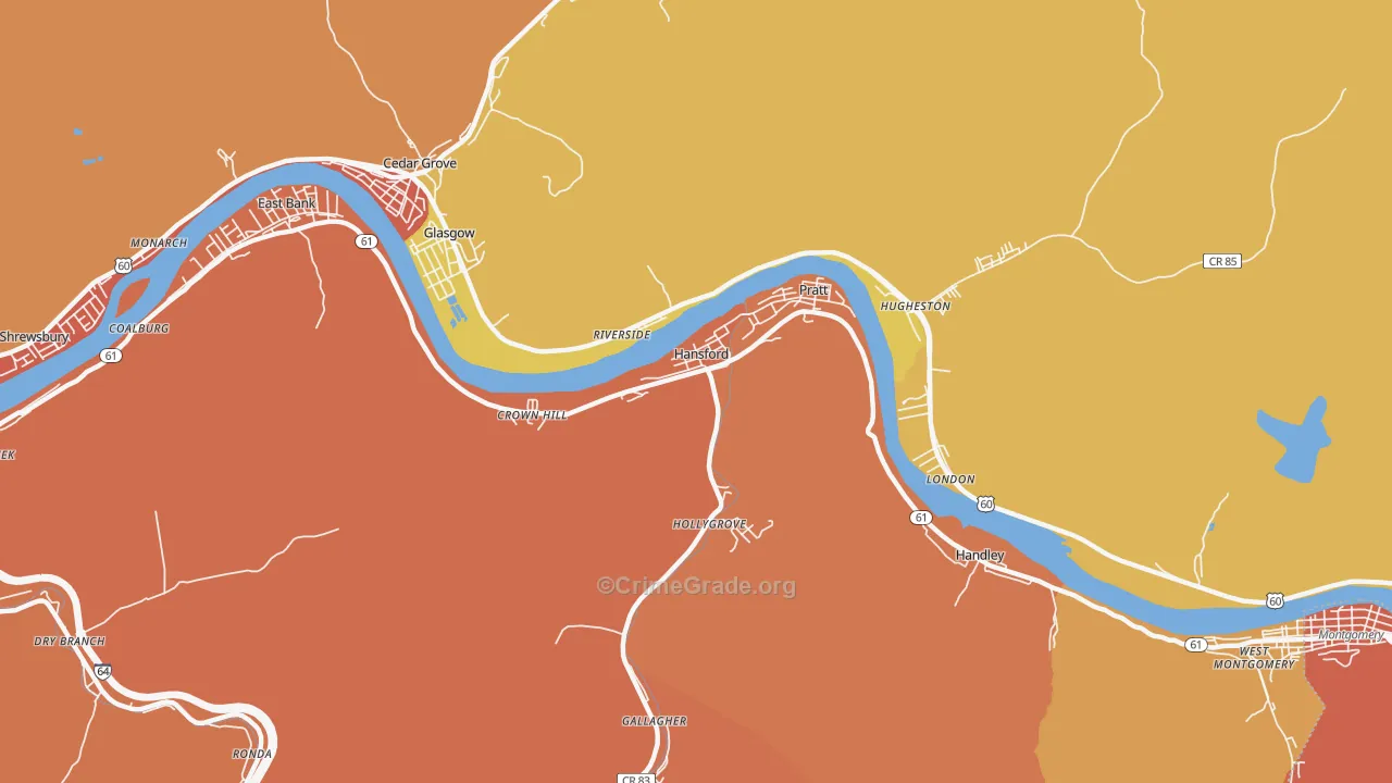 Hansford, WV Map of Assault Rates