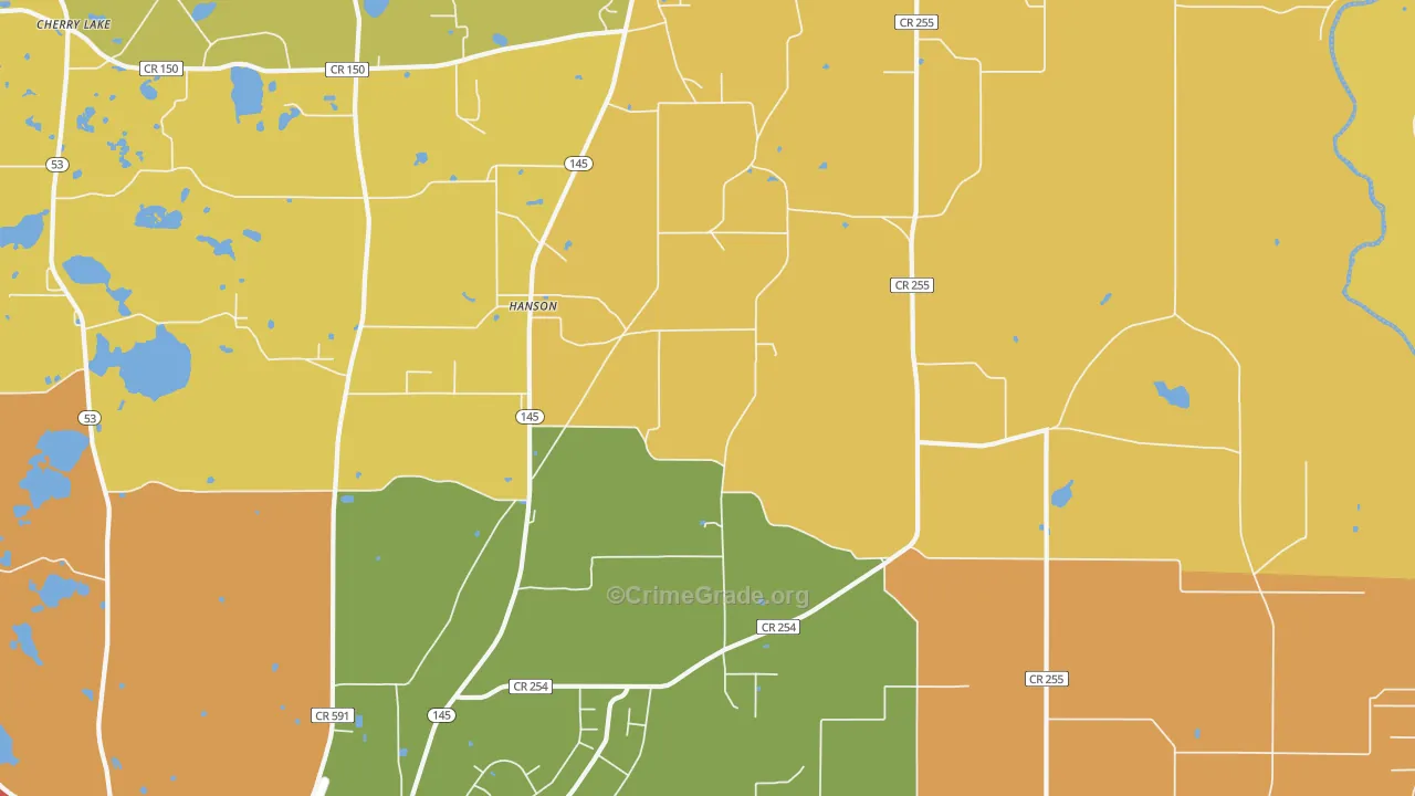Hanson, FL Map of Assault Rates