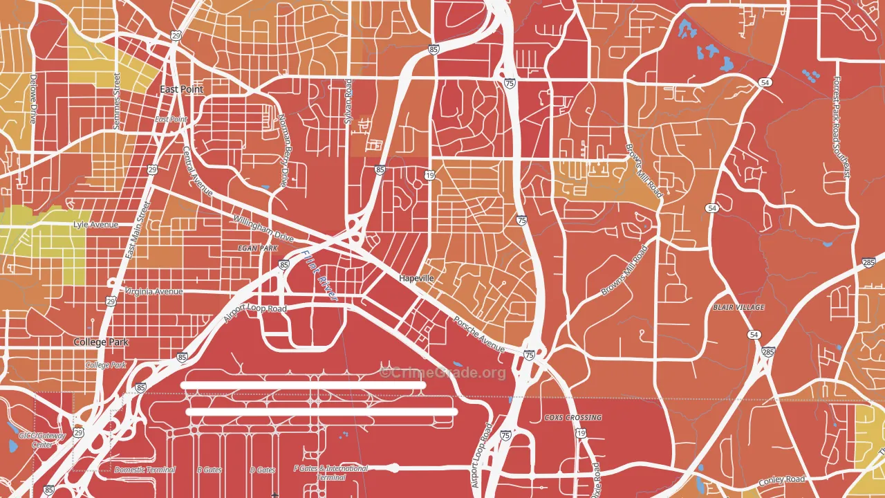 Hapeville, GA Map of Assault Rates