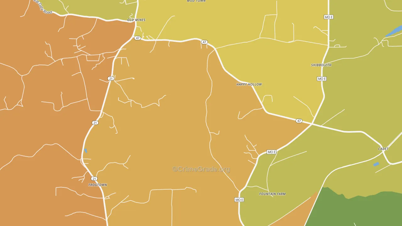 Happy Hollow, MO Map of Assault Rates