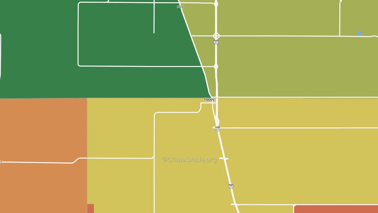 Happy, TX Map of Assault Rates
