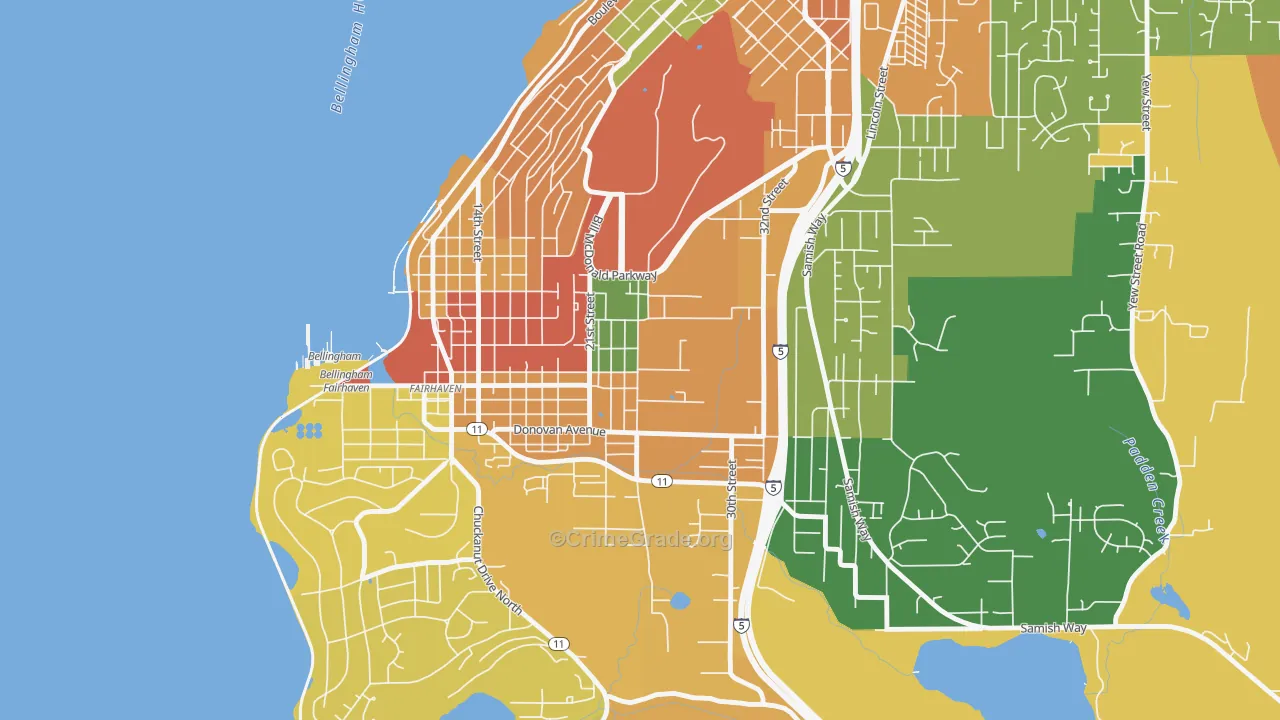 Happy Valley, Bellingham, WA Map of Assault Rates