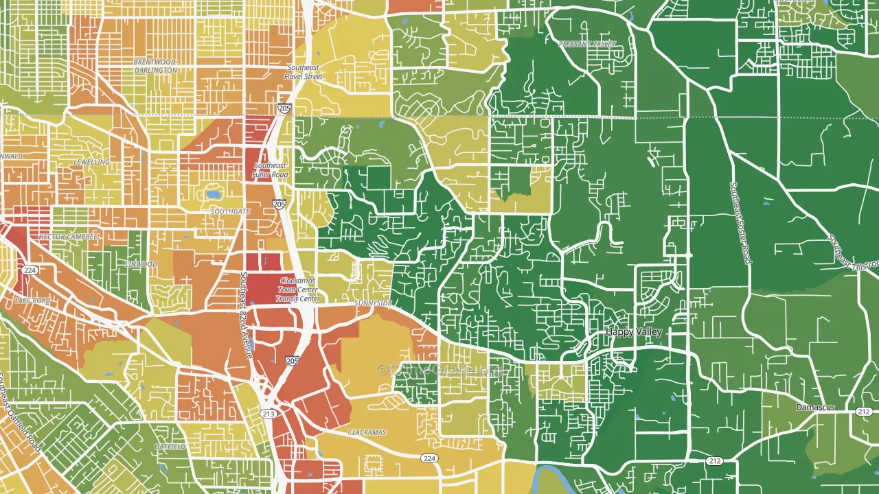Happy Valley, OR Map of Assault Rates