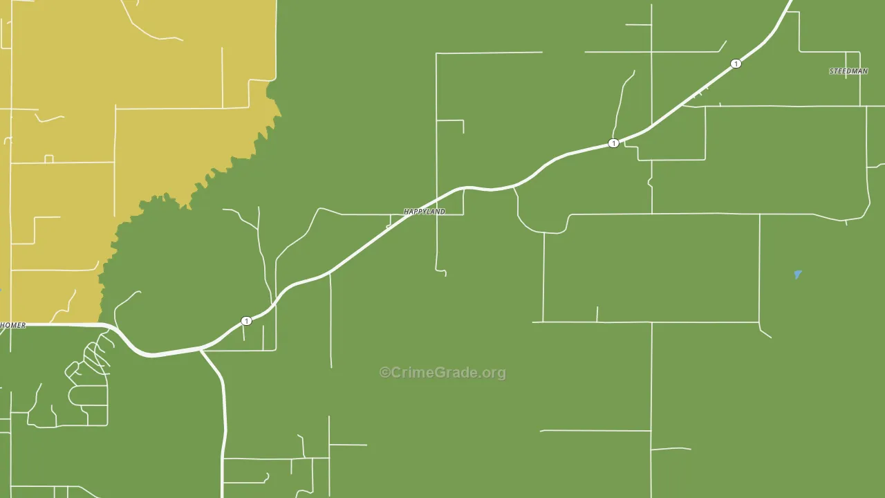 Happyland, OK Map of Assault Rates