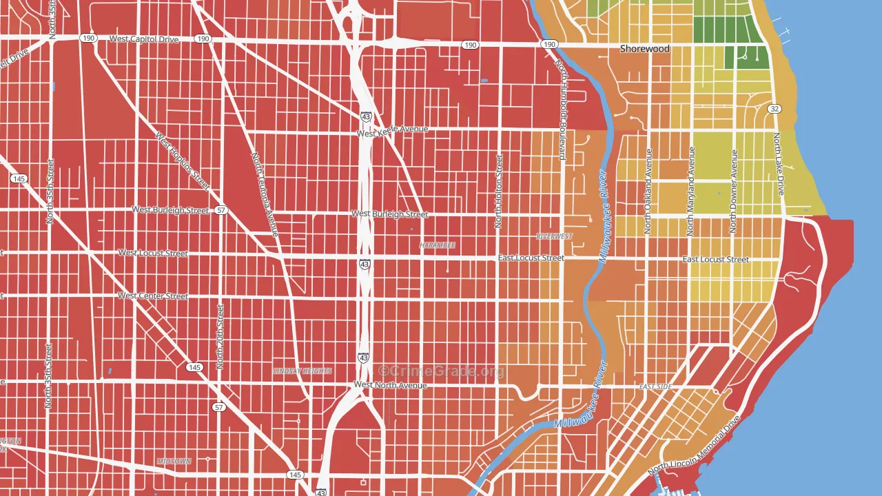 Harambee, Milwaukee, WI Map of Assault Rates