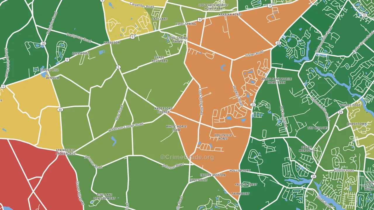 Harbeson, DE Map of Assault Rates