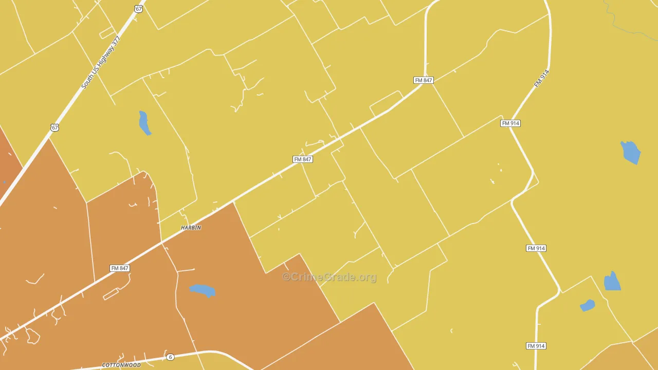 Harbin, TX Map of Assault Rates