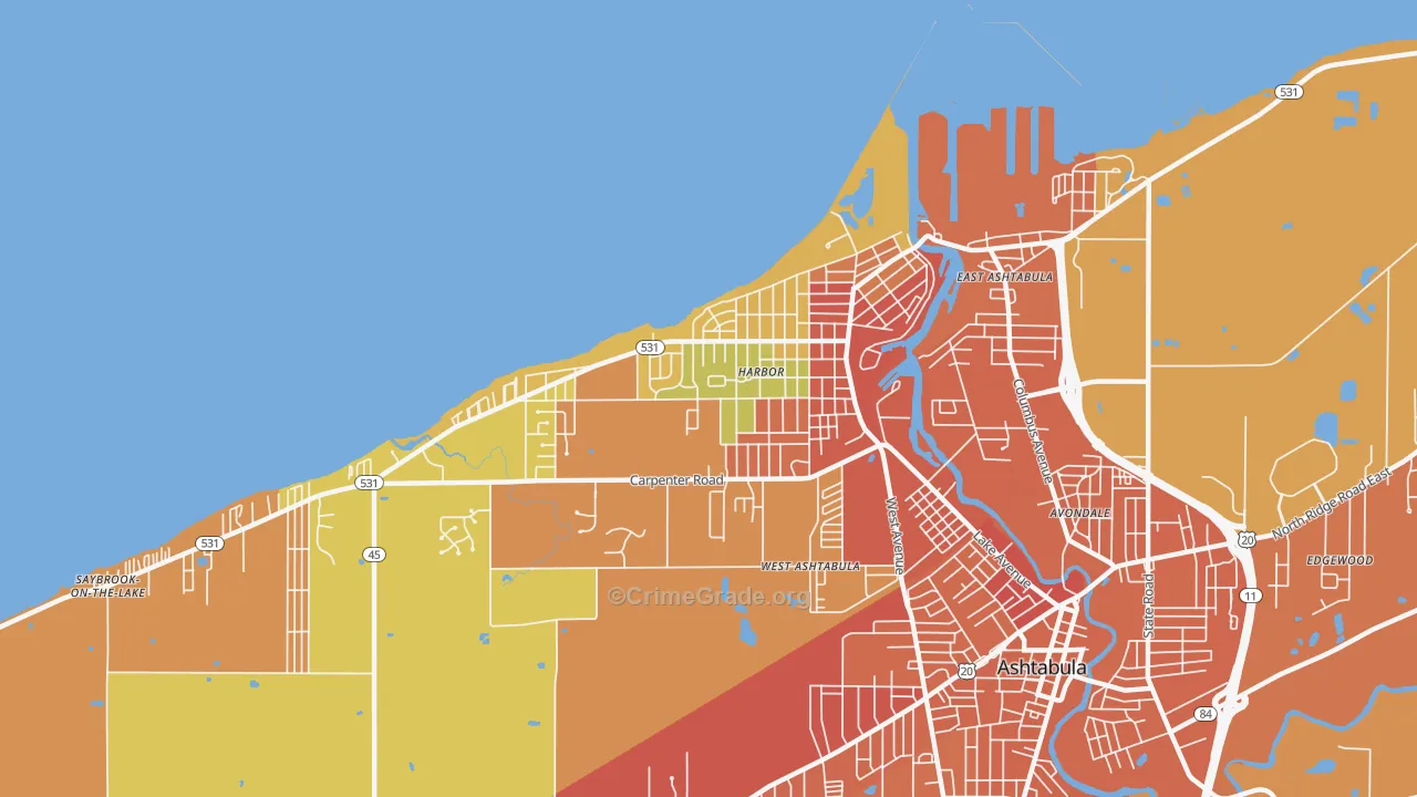 Harbor, Ashtabula, OH Map of Assault Rates
