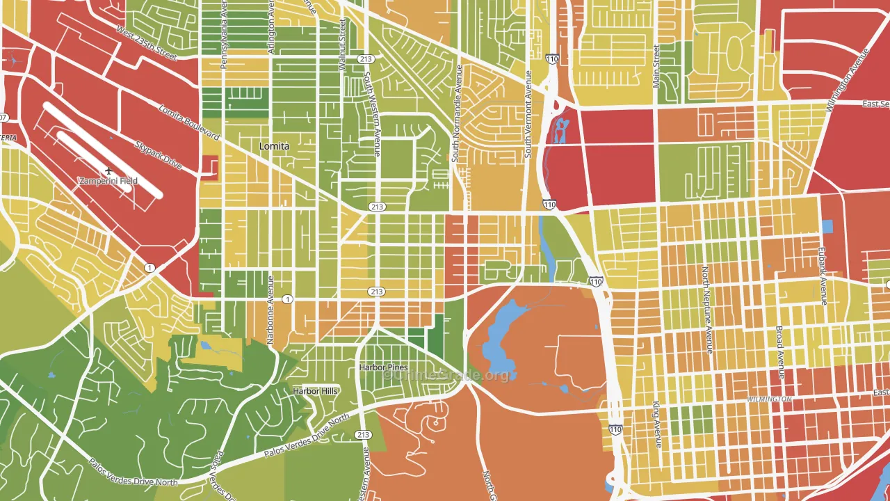 Harbor City, CA Map of Assault Rates
