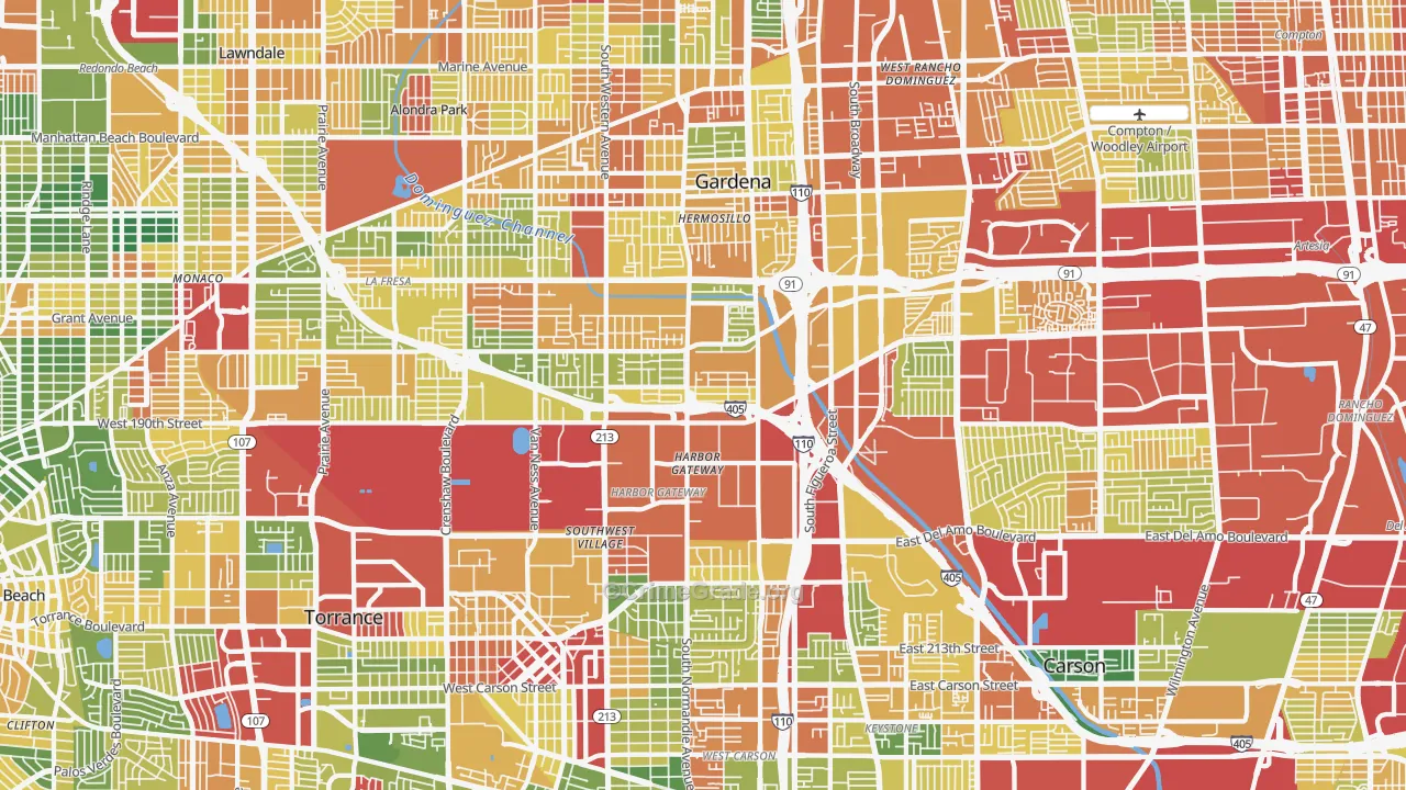 Harbor Gateway, Torrance, CA Map of Assault Rates