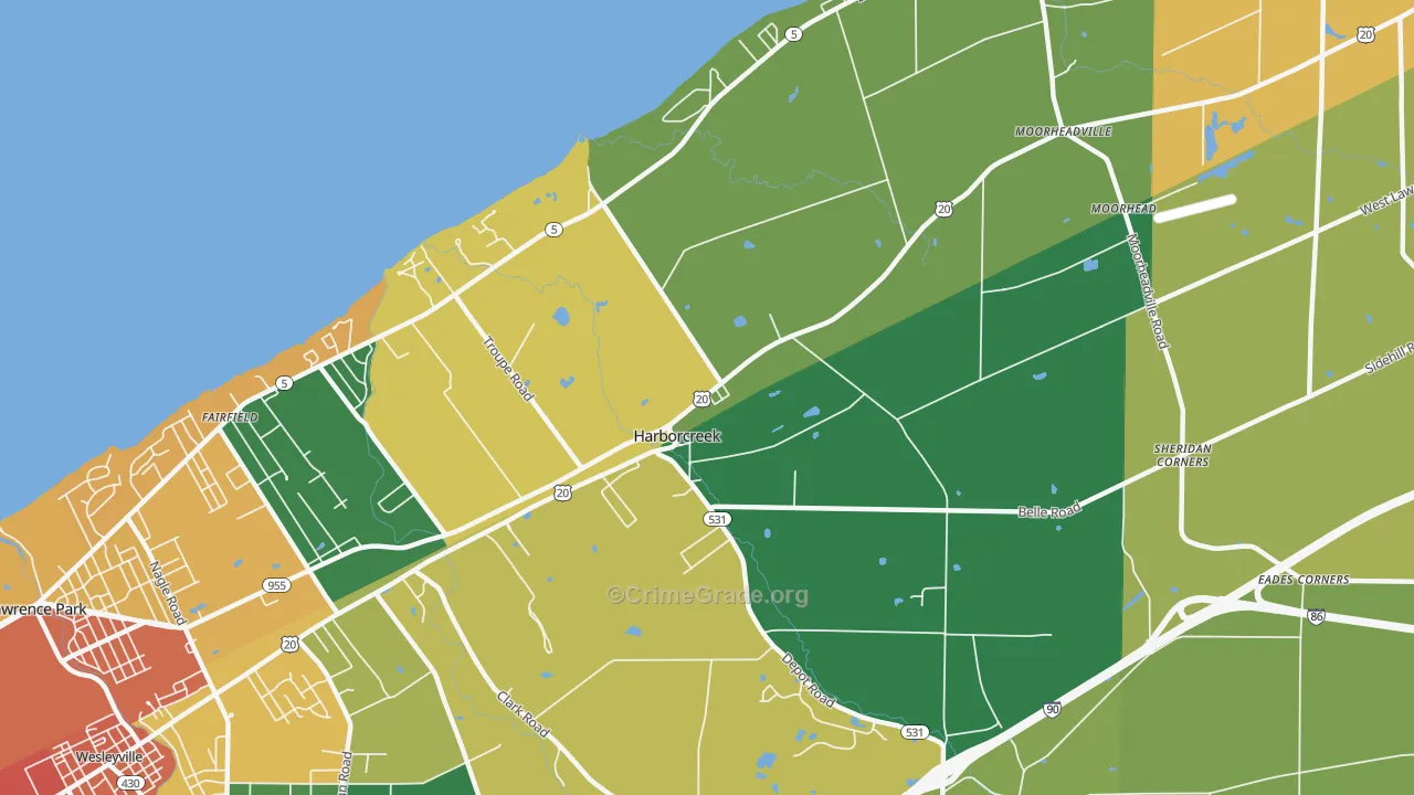 Harborcreek, PA Map of Assault Rates