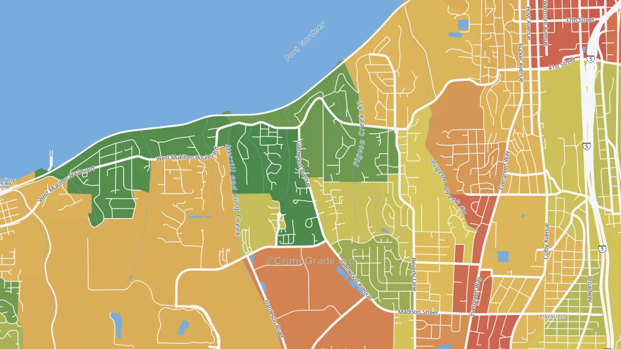 Harborview-Seahurst-Glenhaven, Everett, WA Map of Assault Rates