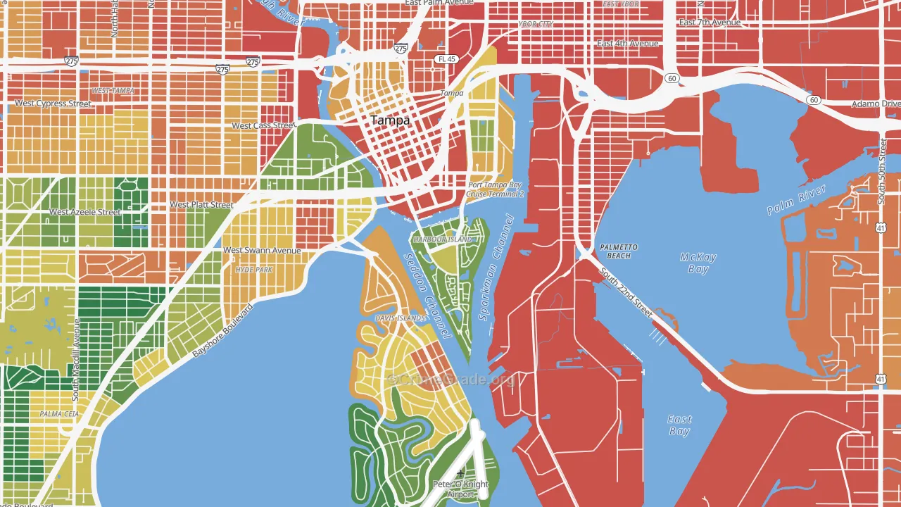 Harbour Island, Tampa, FL Map of Assault Rates