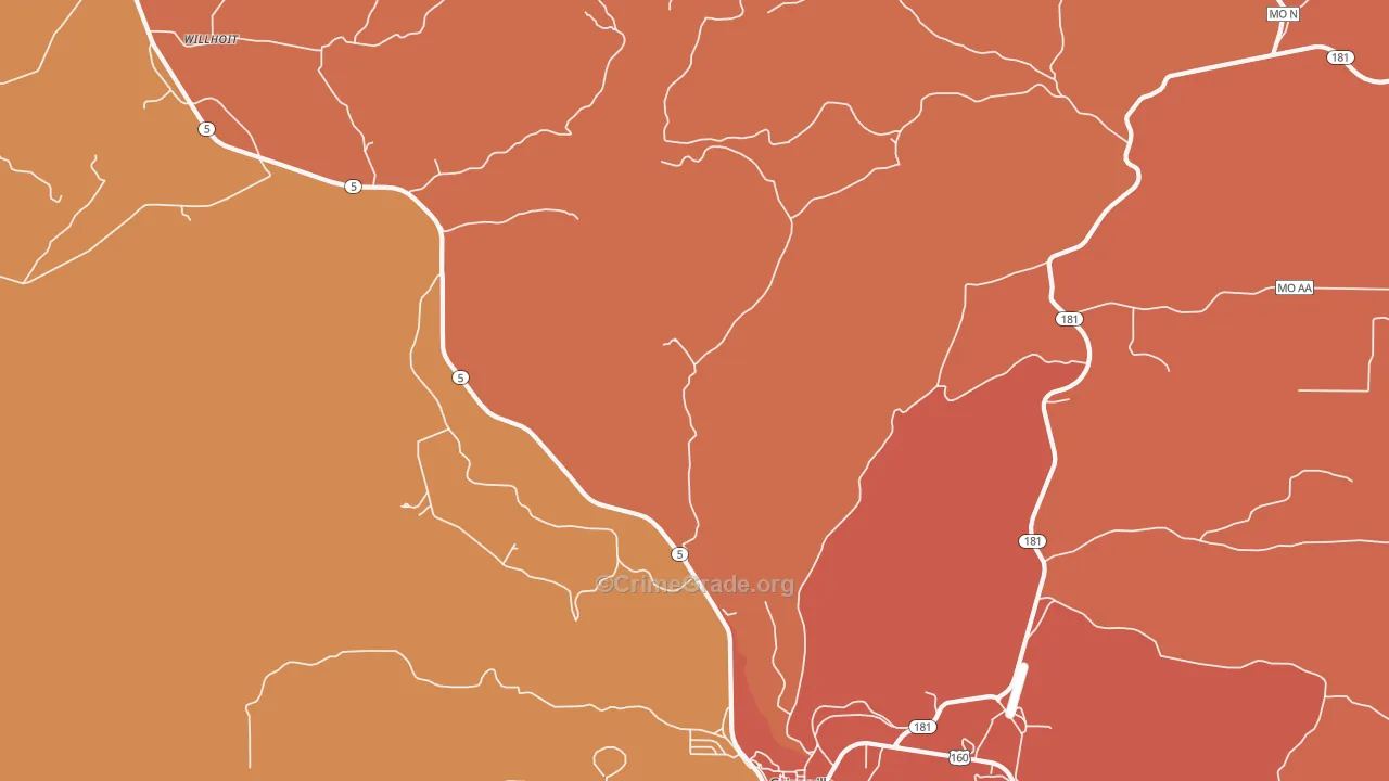 Hardenville, MO Map of Assault Rates