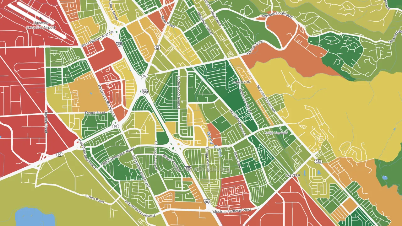 Harder-Tennyson, Hayward, CA Map of Assault Rates
