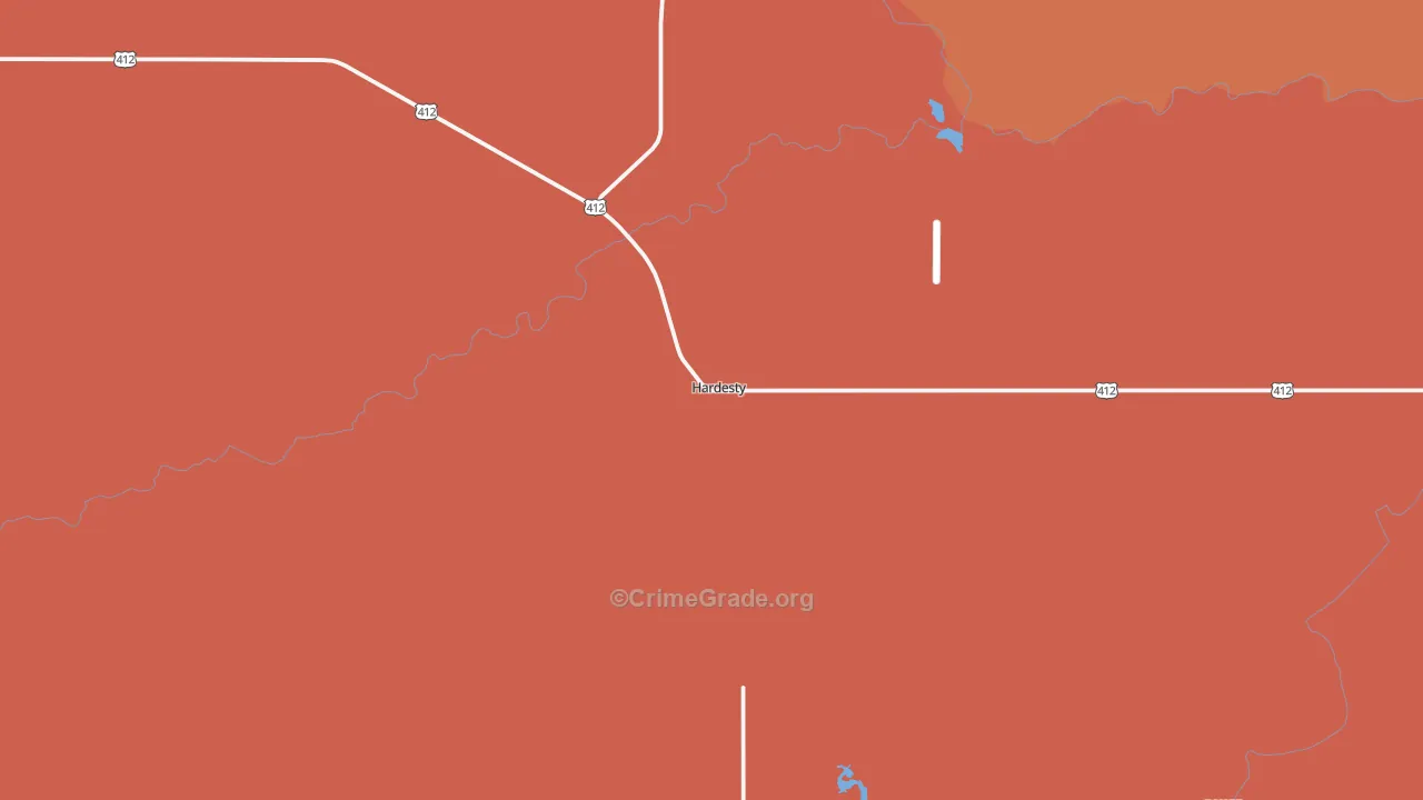 Hardesty, OK Map of Assault Rates