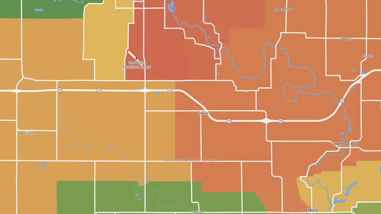 Hardin County, IA Map of Assault Rates